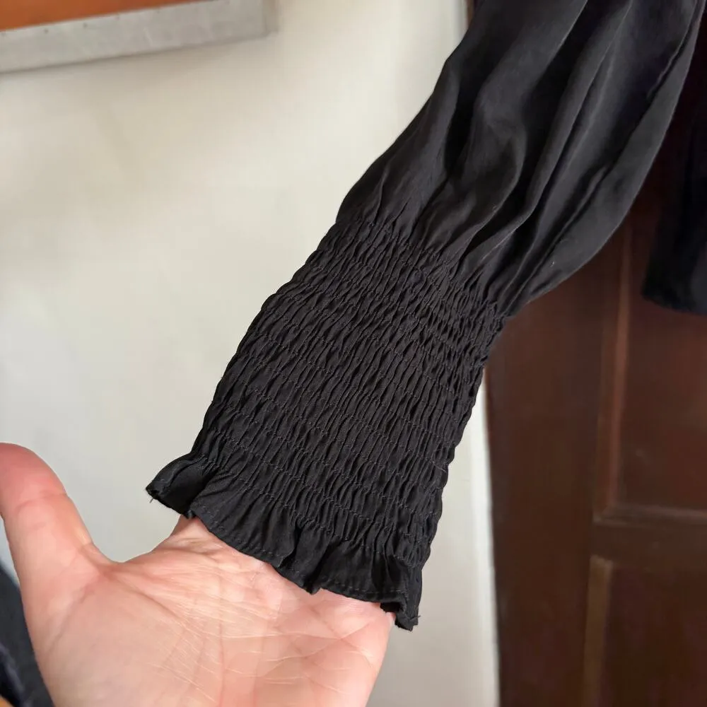 SCARLET DARKNESS | Black Victorian Style Steampunk Button down Blouse | Large - Image 2