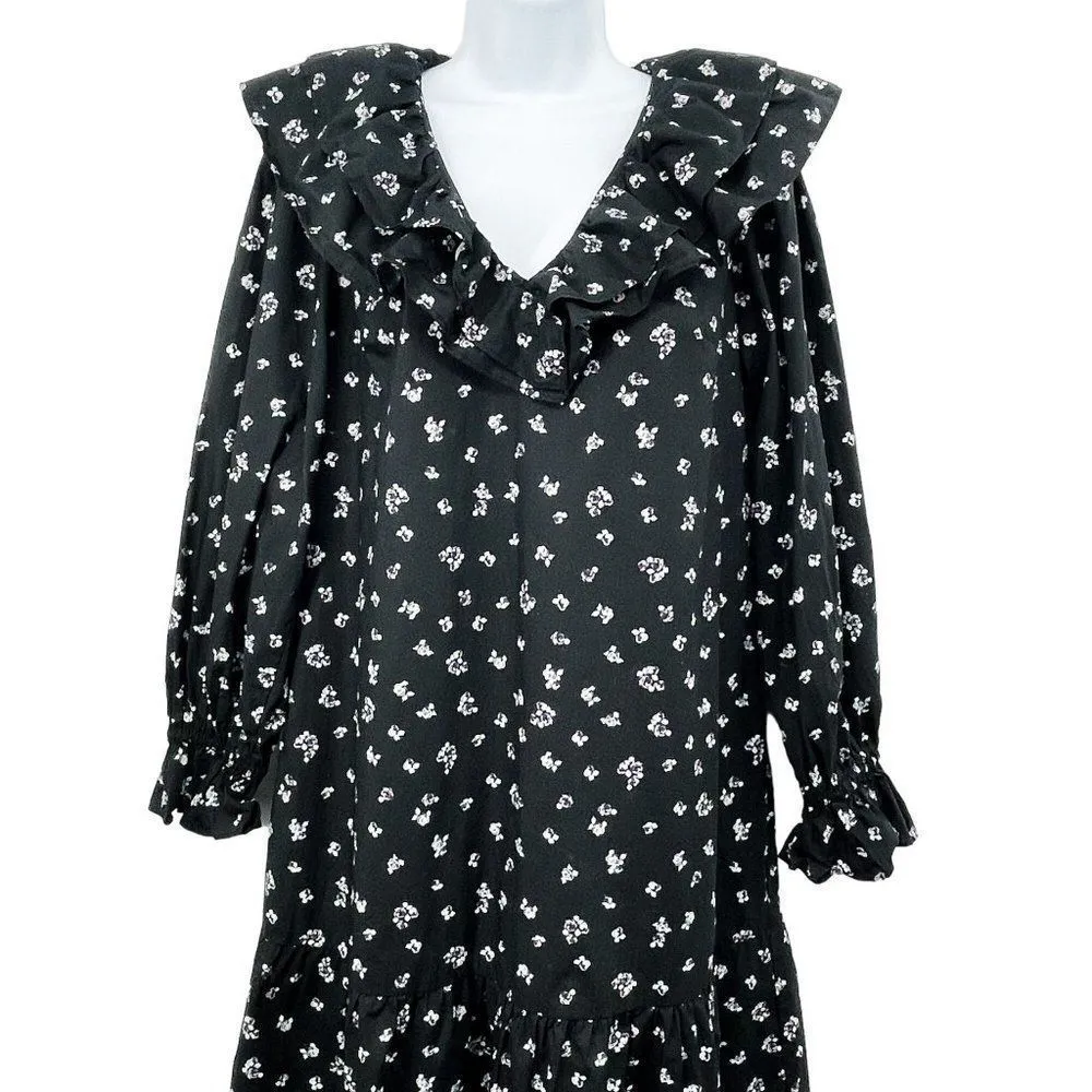 Who What Wear Floral Ruffle Collar Midi Prairie Cottagecore Long Sleeve Dress - Image 76