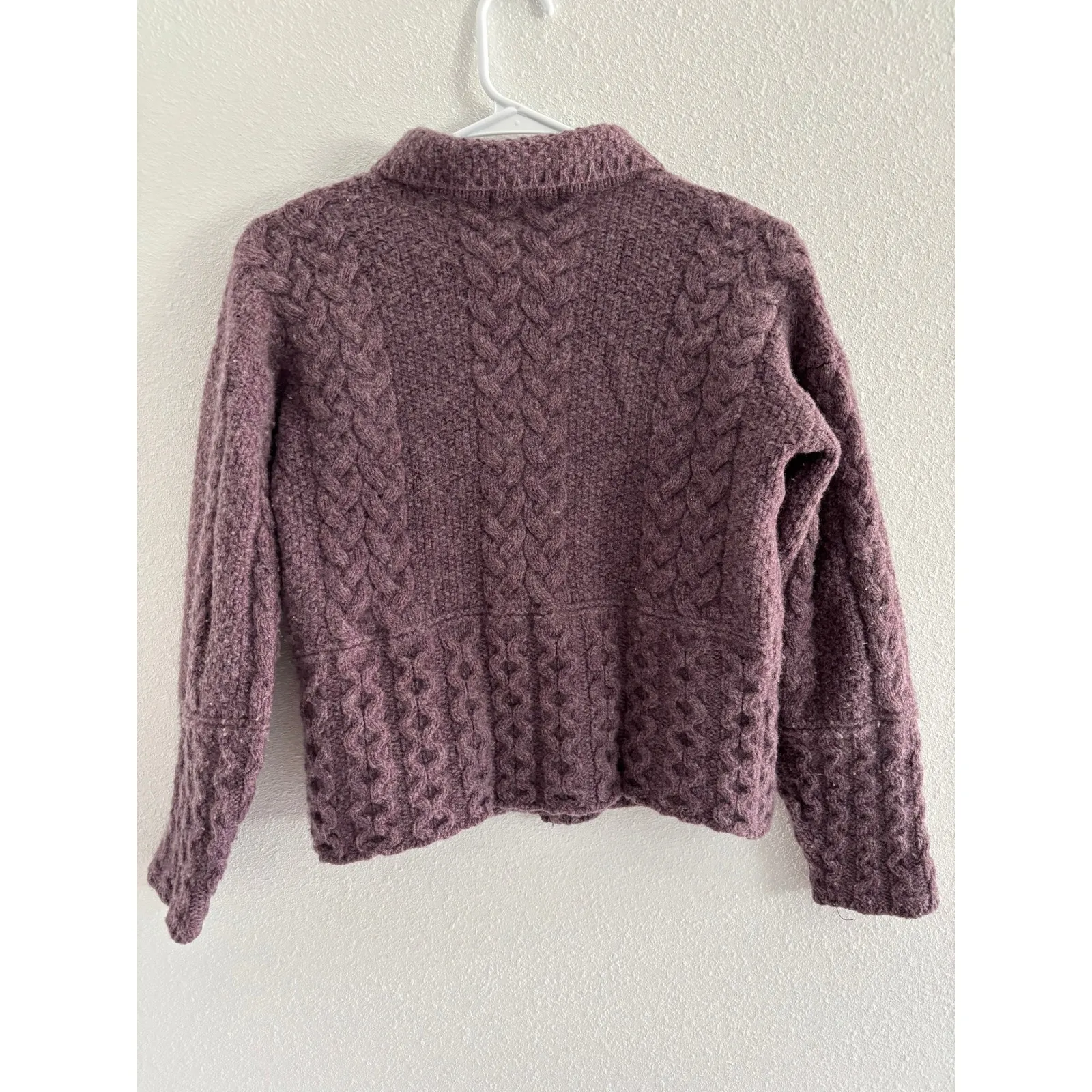 Vintage Sweater Womens Small Purple Wool Cable Knit England Nautical Preppy - Image 2