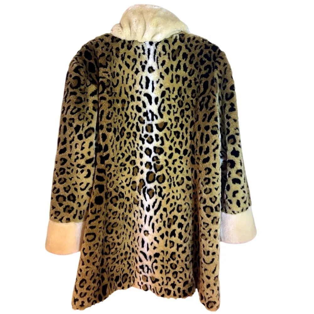 Dennis Basso Faux Fur Coat Leopard‎ Animal Print Size 1X Womens - Image 8