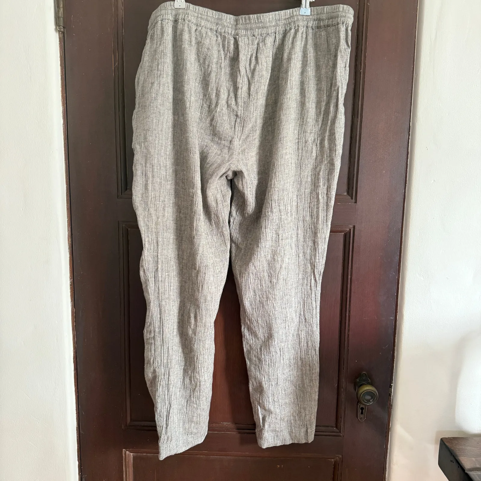 POETRY | Linen Cotton Blend Crinkle Gauze Relaxed Tapered Pant | Size 18 - Image 3