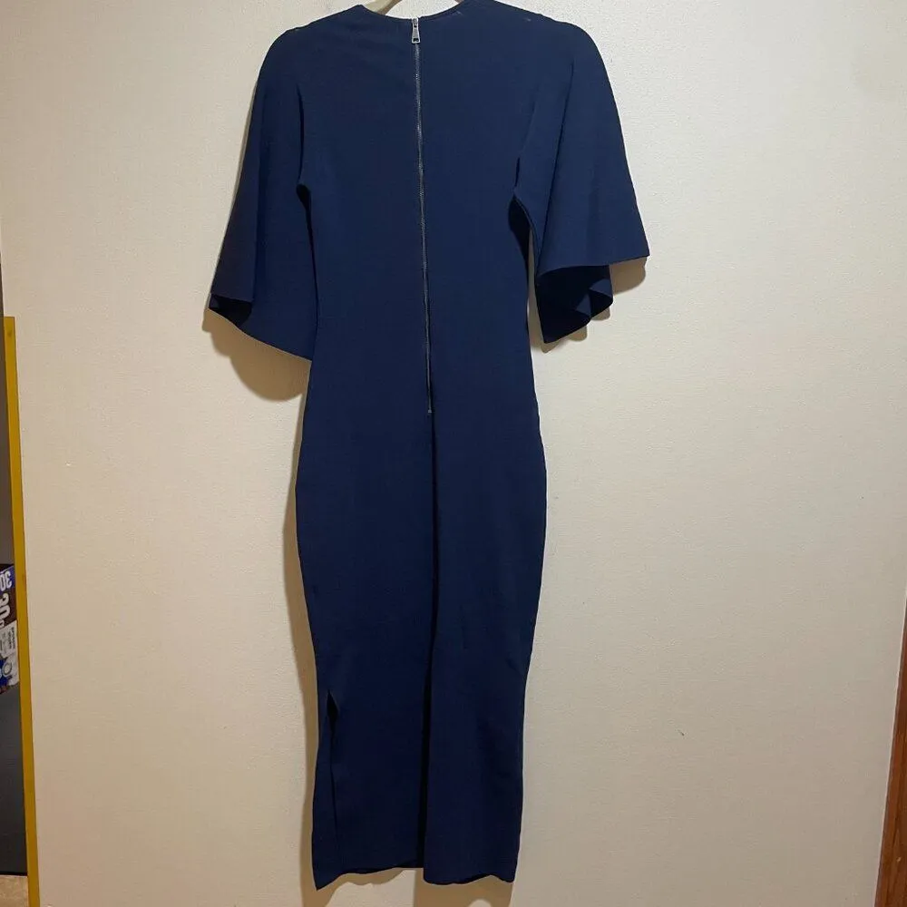 Ted Baker Size 1 US 4 Lounia Fluted Sleeve Knit Sheath Dress Navy Blue - Image 9