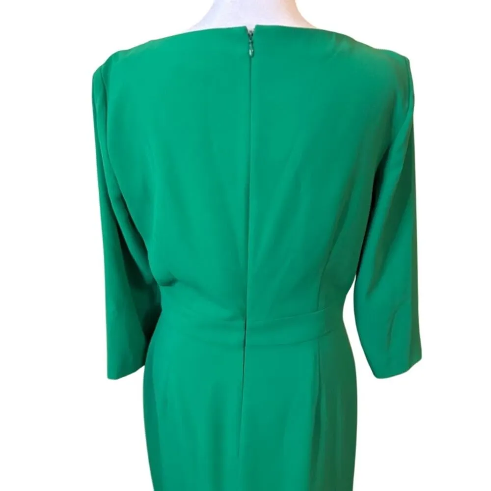 Katherine Kelly Green Faus Wrap Sheath Dress Size 6 - Image 6