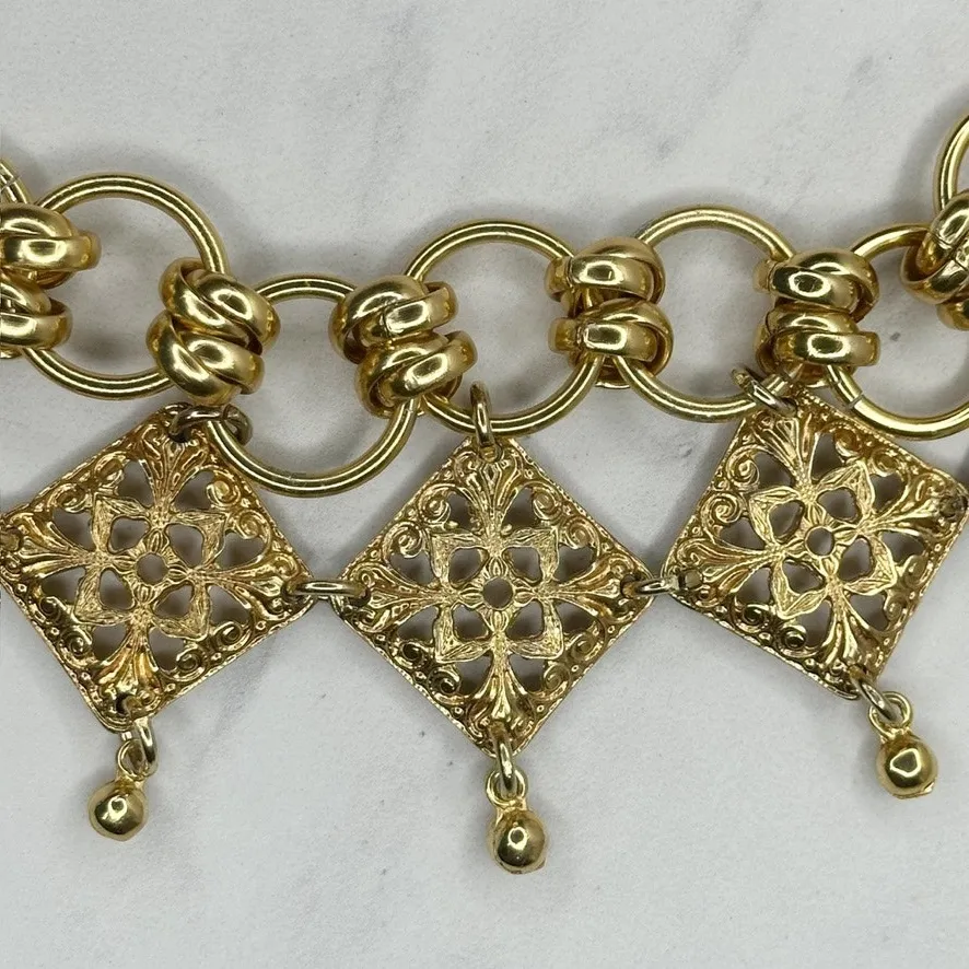 Chunky Gold Tone Ornamental Chain Belt Small/Medium (S/M) Boho Statement ✨ - Image 10