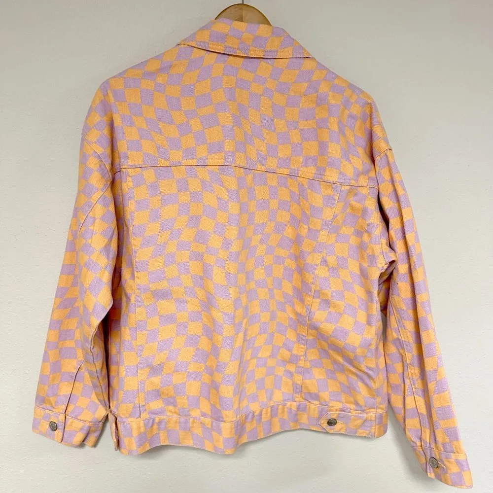 Oversized Checkered Denim Jacket - Image 5