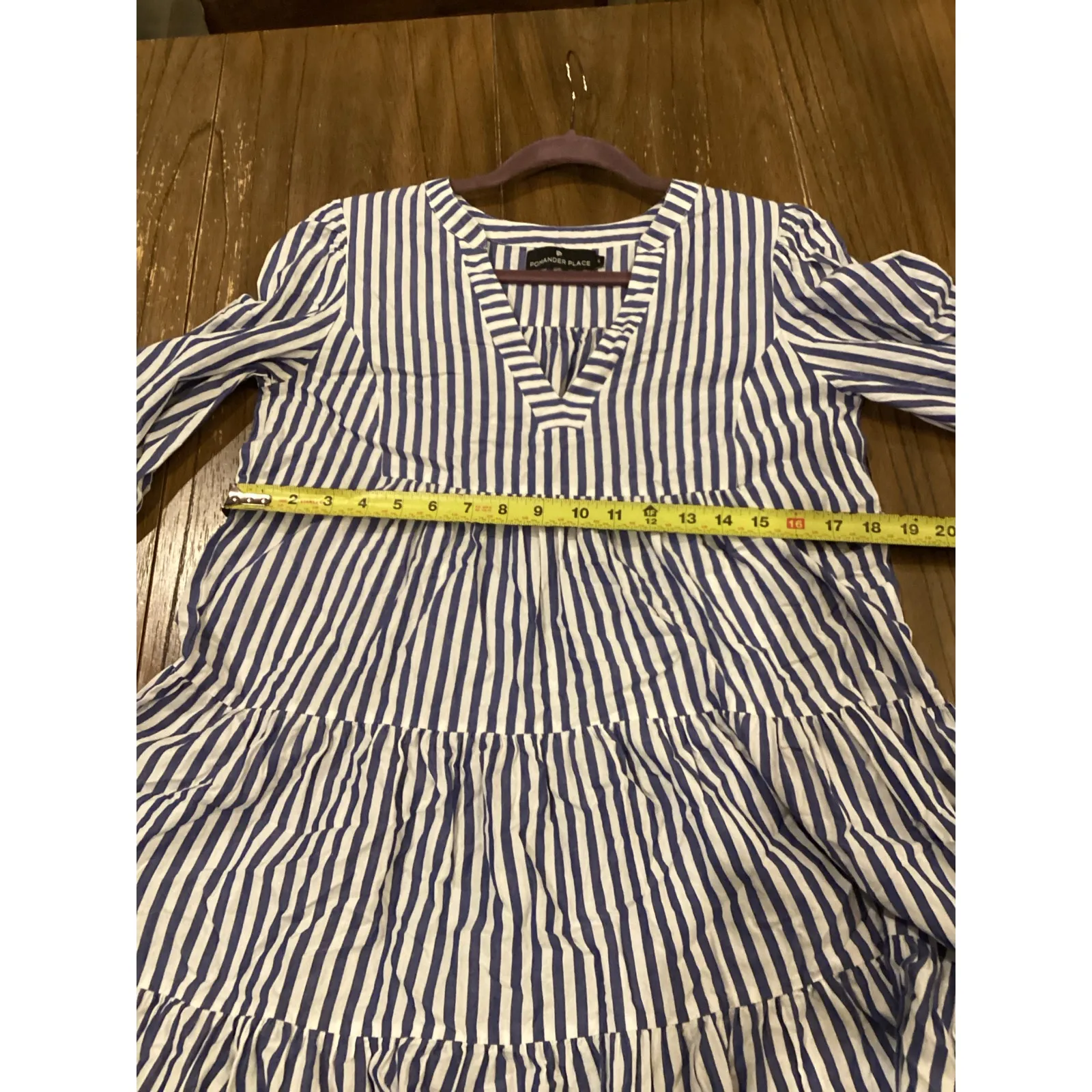Pomander Place long sleeve Blue and White Stripe Cotton Poplin Kenzo mini Dress - Image 8