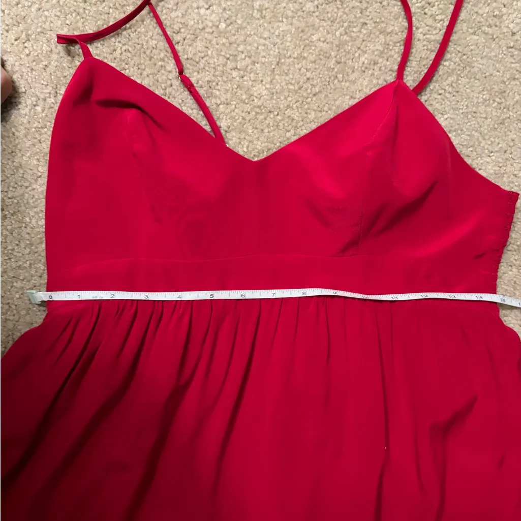 Amanda Uprichard Maxi Dress silk Red Spaghetti Strap Formal Evening Gown large - Image 13