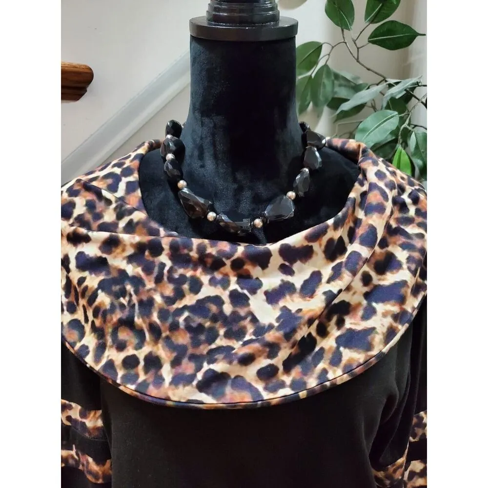 Women Multicolor Cotton Cowl Neck Long Sleeve Pullover Casual Sweater Size 2XL - Image 2