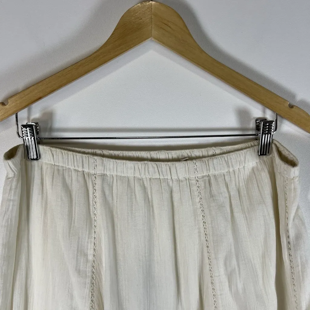 Soft‎ Surroundings Fringe Skirt M White Cream Boho Prairie Demure Gauze - Image 2