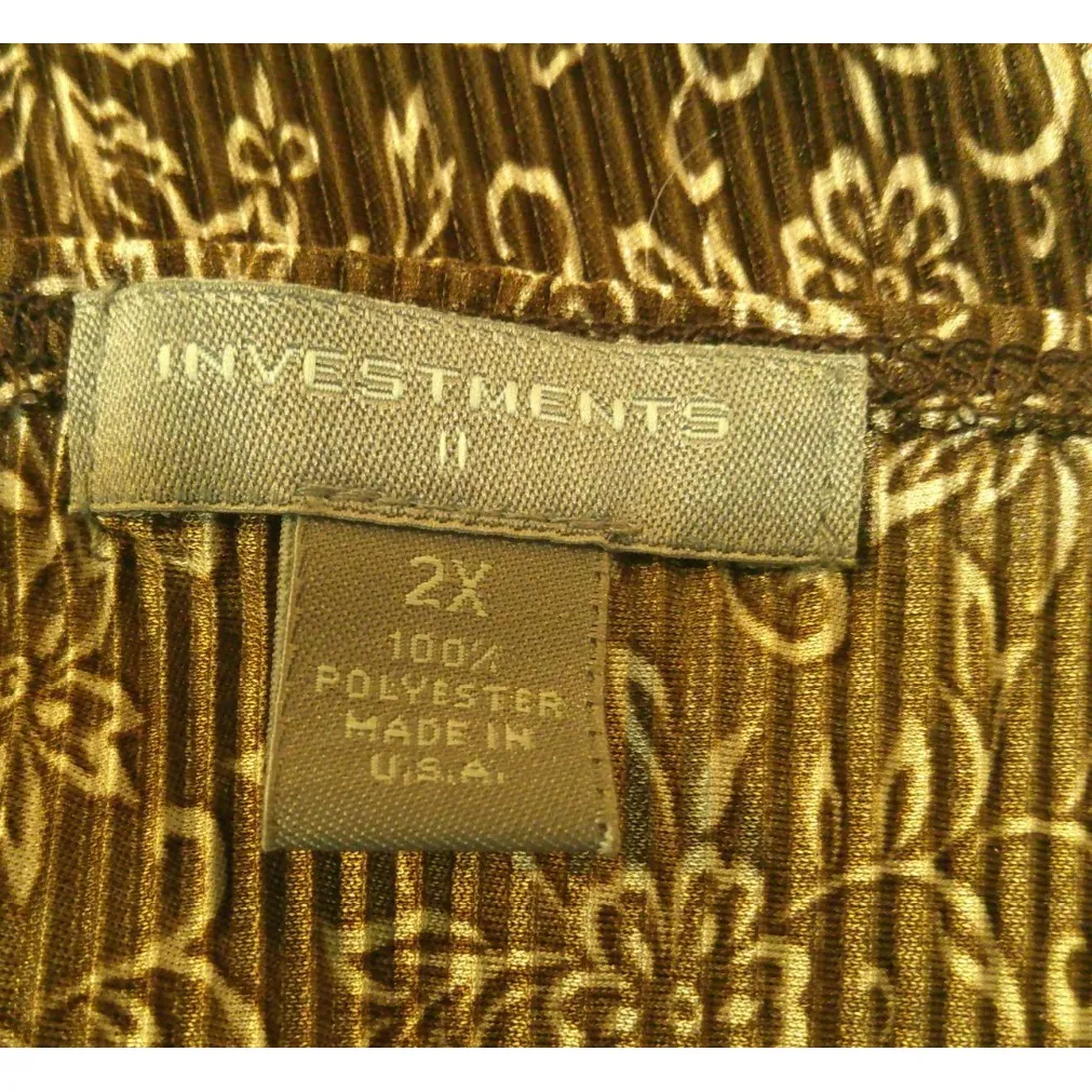 Vintage Investments Womens 2X Brown White Floral Top Blouse Long‎ Sleeve Cottage - Image 3