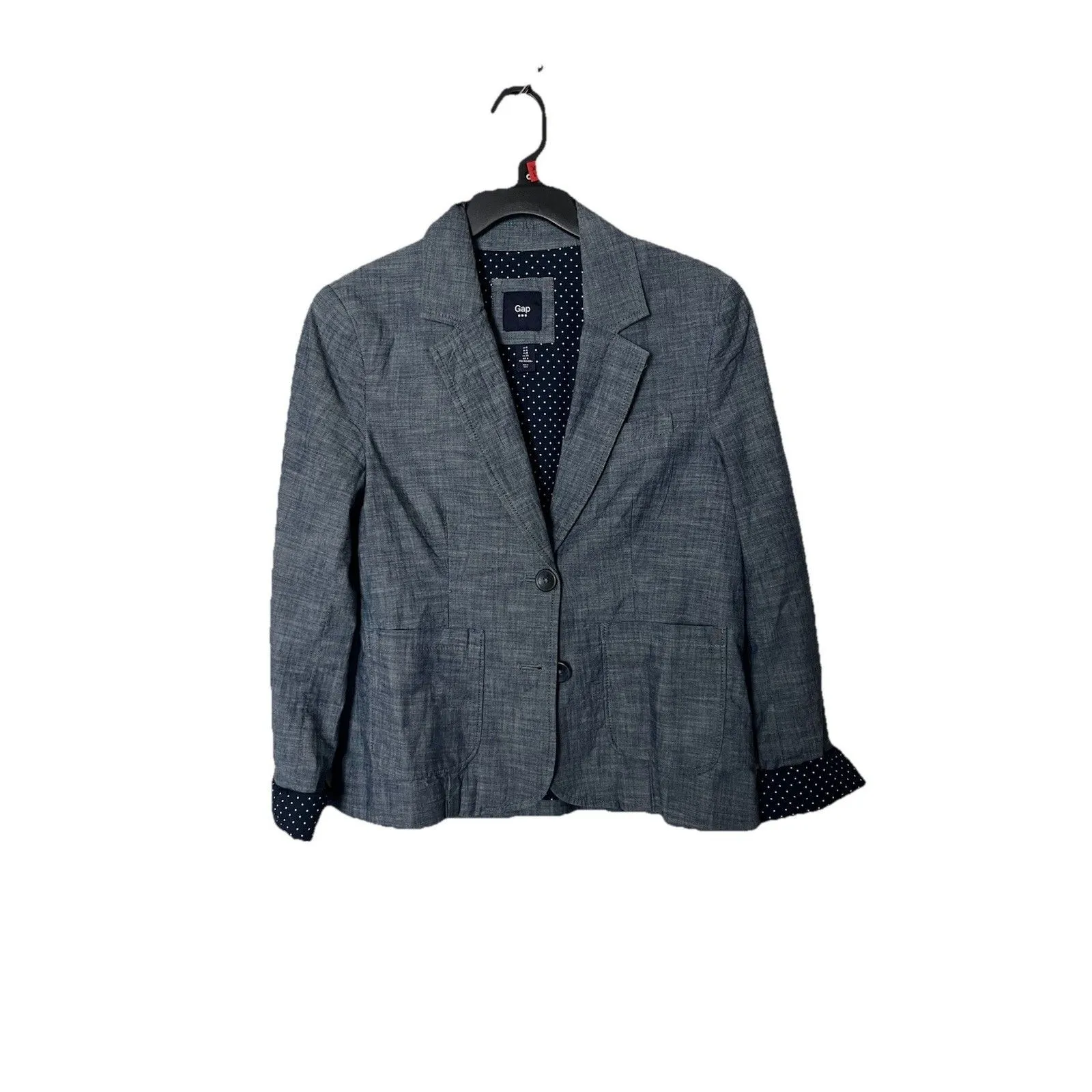 GAP Academy Blazer Size 4 Blue Preppy Polka Dot Twee - Image 2