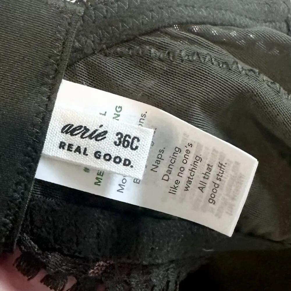 NWT Aerie Dark Green Real Power Wireless Push Up Joy Convertible Lace Bra - 36C - Image 3