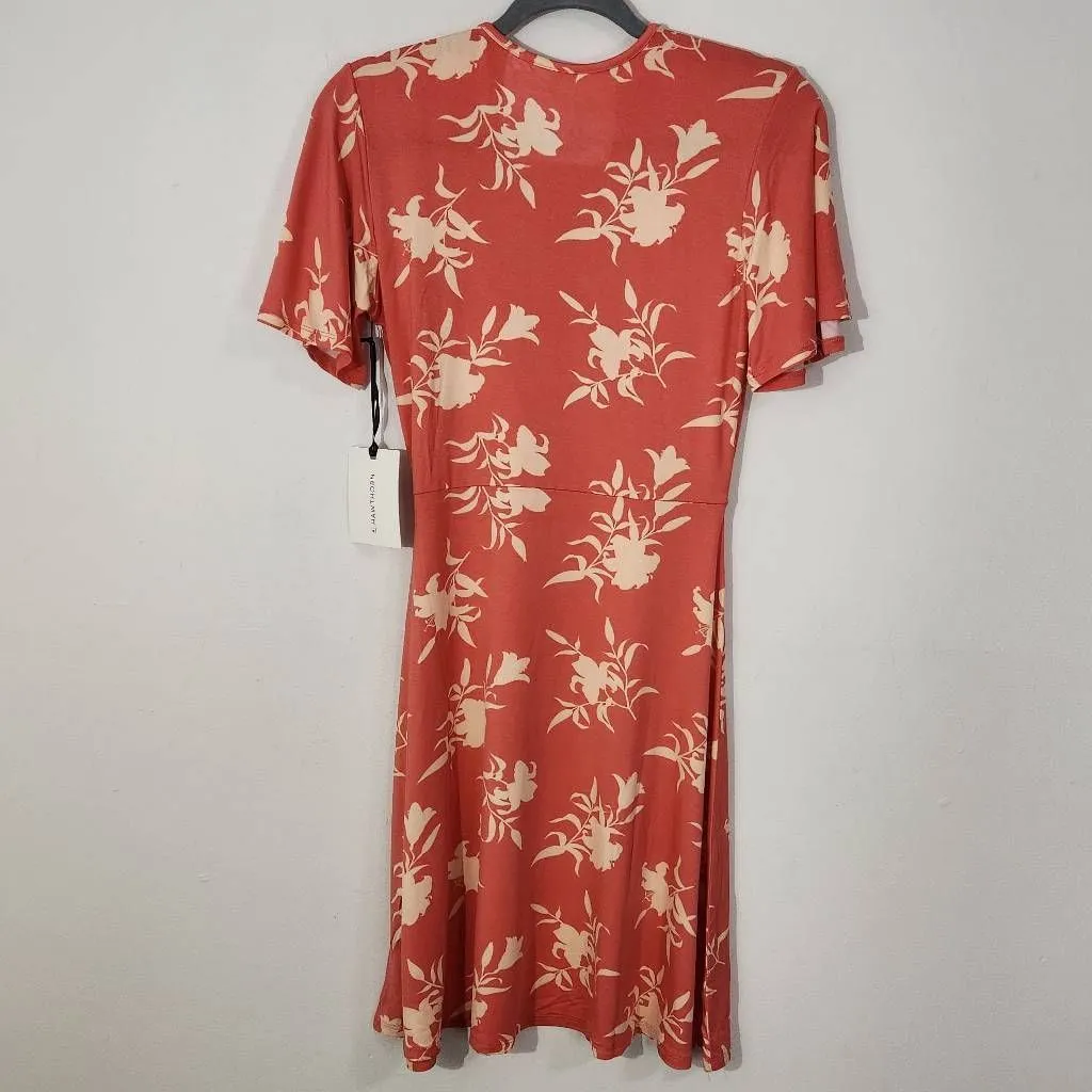 41Hawthorn Coral Floral Dress NWT Size Small faux wrap wedding guest dress Pink - Image 4