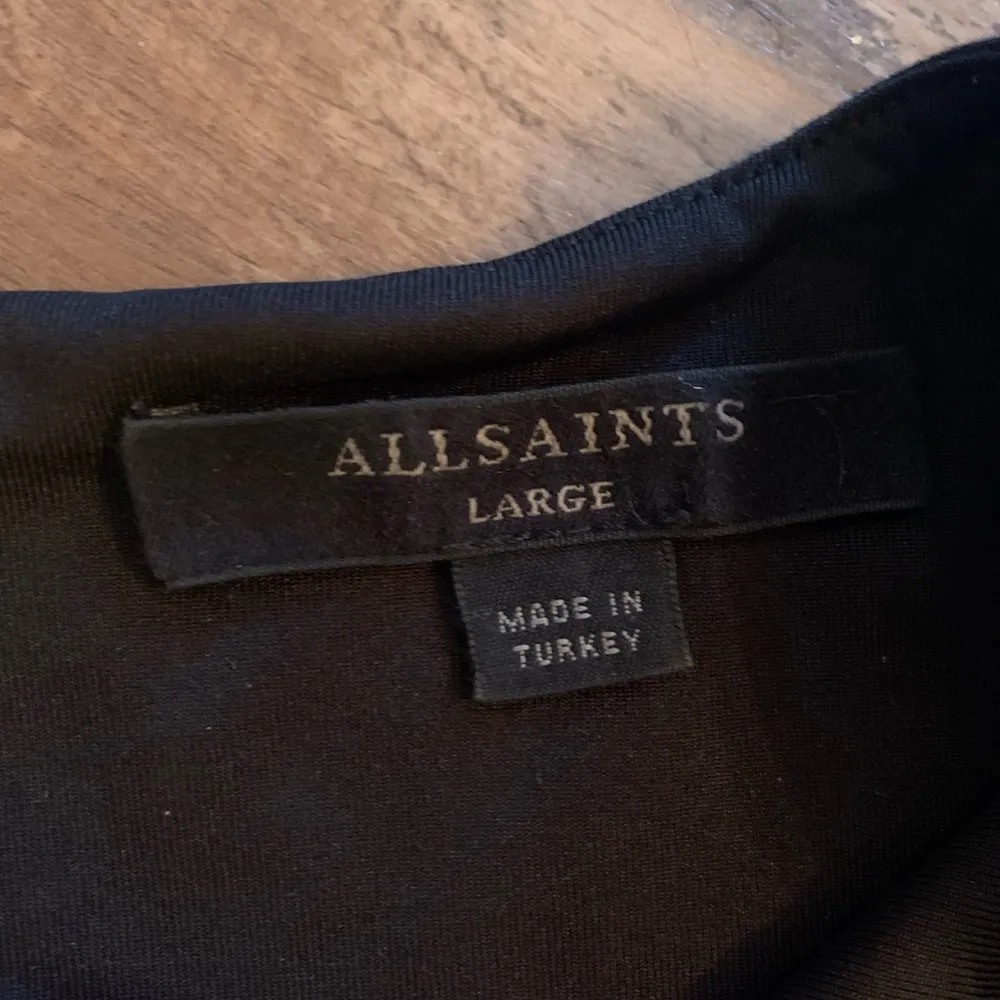 All Saints Black Sandy split sleeve Dress two tone Size L Large EUC - Image 6