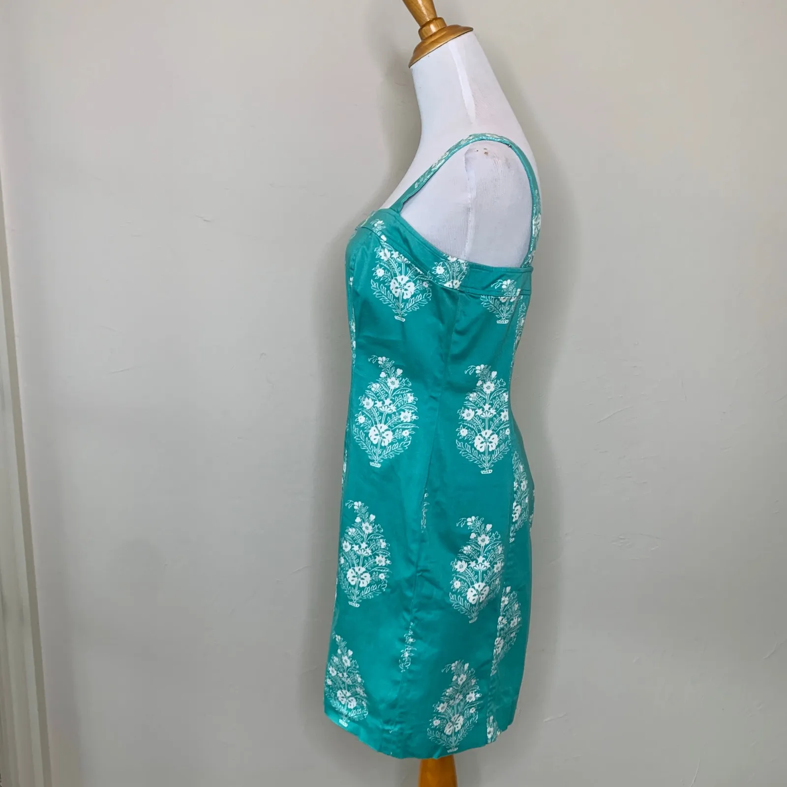Jones New York Teal Green Floral Sheath Dress Sz 10P - Image 3