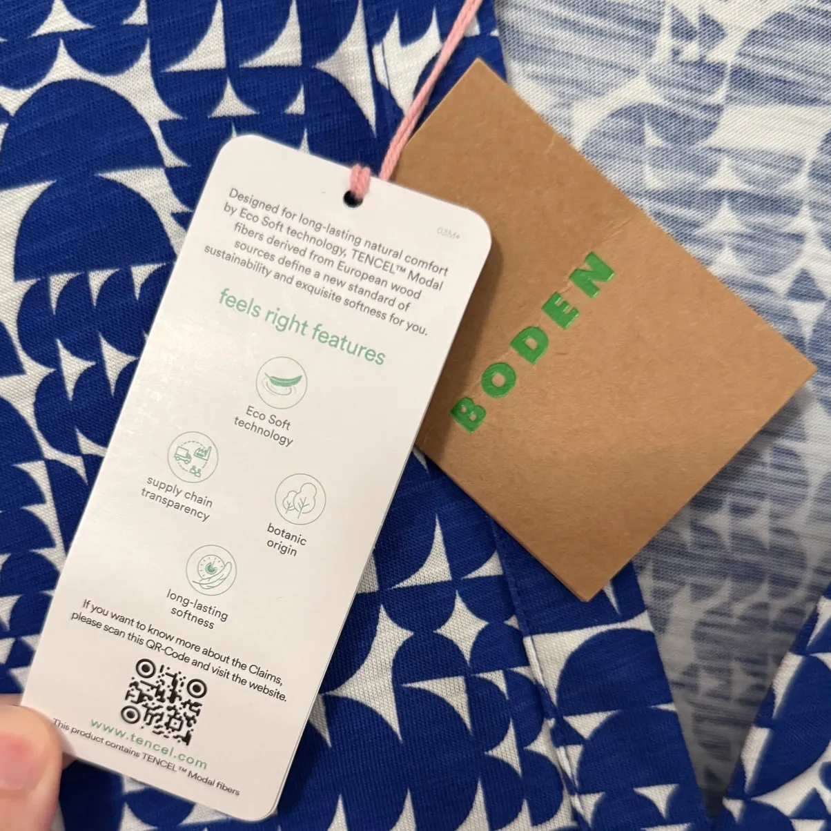 NWT Boden Sz 16 Naomi Relaxed Jersey Dress Sapphire Blue Geometric Pop L/S - Image 10