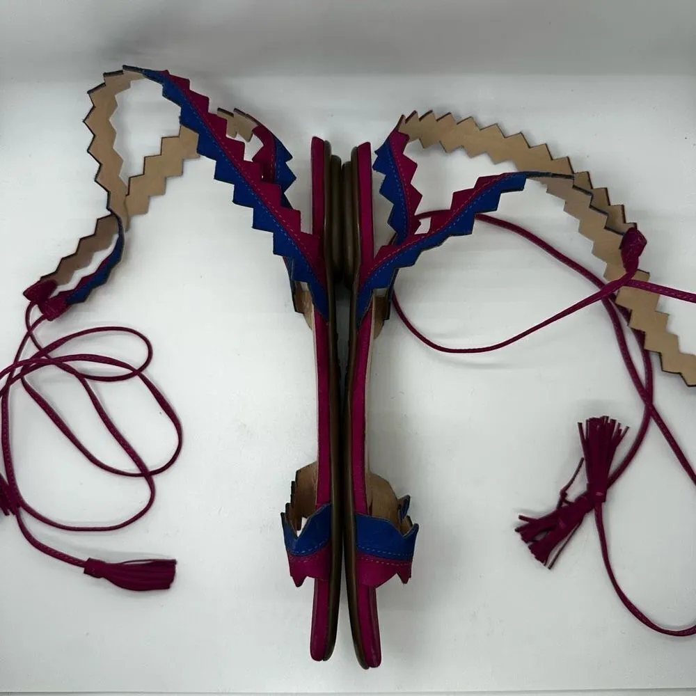 Schutz Leila Zig Zag Ankle Wrap Tassel Sandals - Image 6