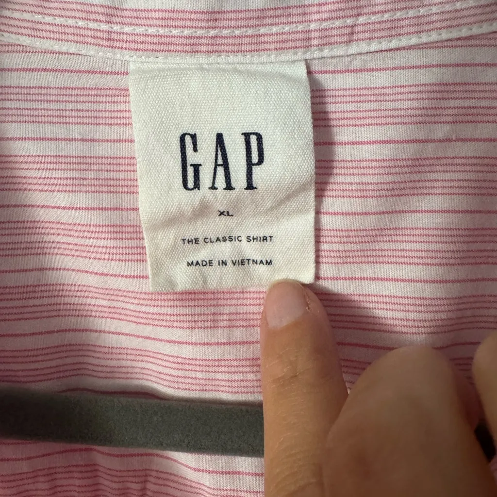 GAP The Classic Shirt Pink Stripe Cotton Button Down Shirt - Image 2