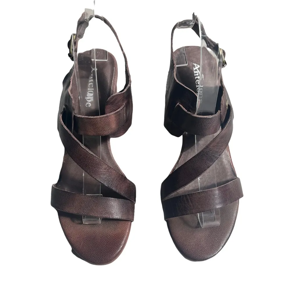Antelope Dark Brown Zigzag-Strap Ada Leather Sandal - Image 4