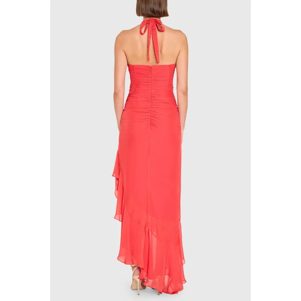 Amanda Uprichard Marabou Dress in Blood Orange Large New Womens Asymmetric - Image 13