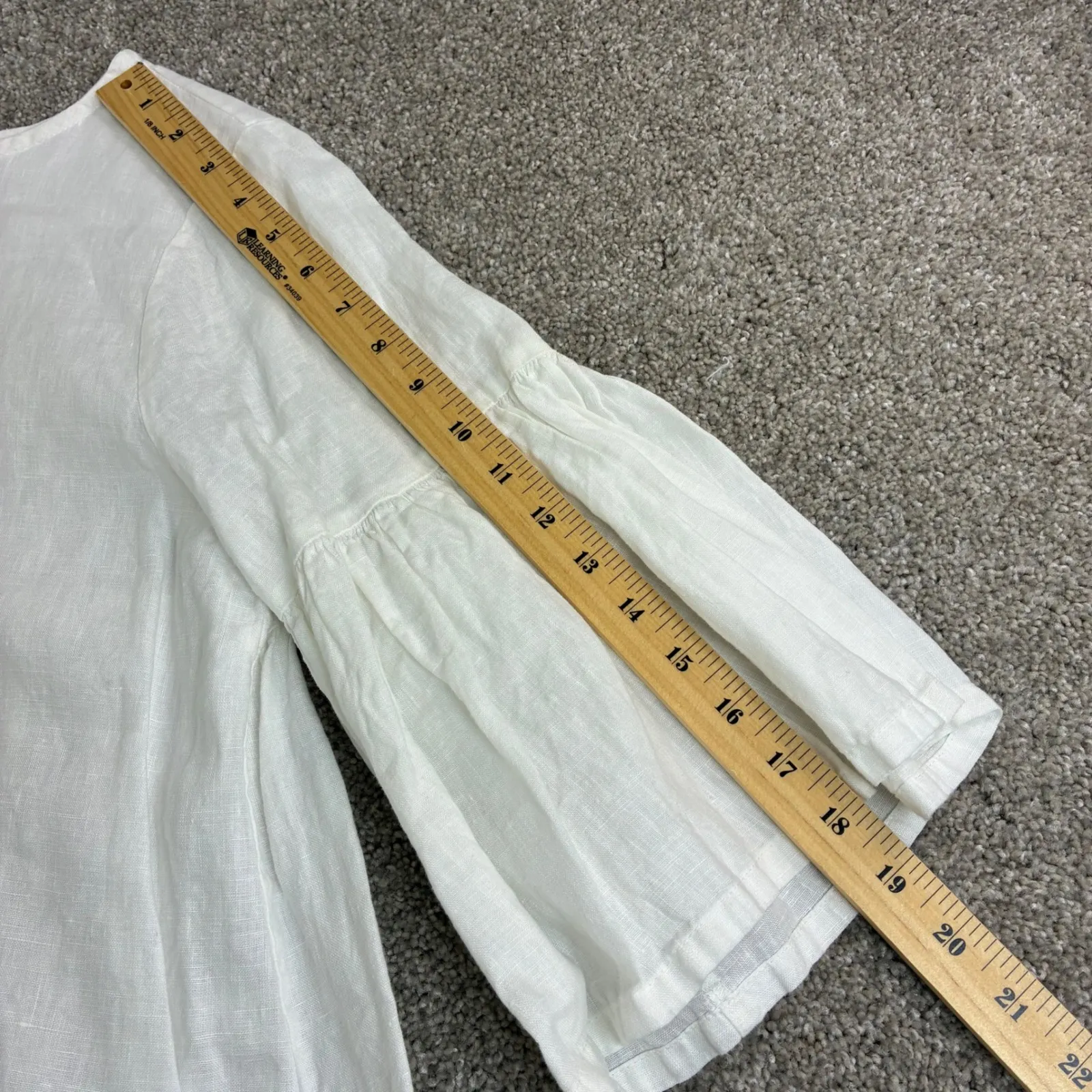 Bryn Walker Linen Tunic Top Bell Sleeve White Made in USA Womens XS Boho Classic - Image 3