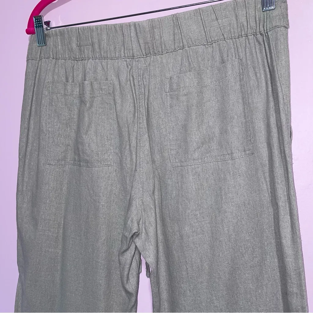 For Cynthia Linen Straight Leg Pants Women Size M Pull On Pocket Neutral Coastal - Image 6