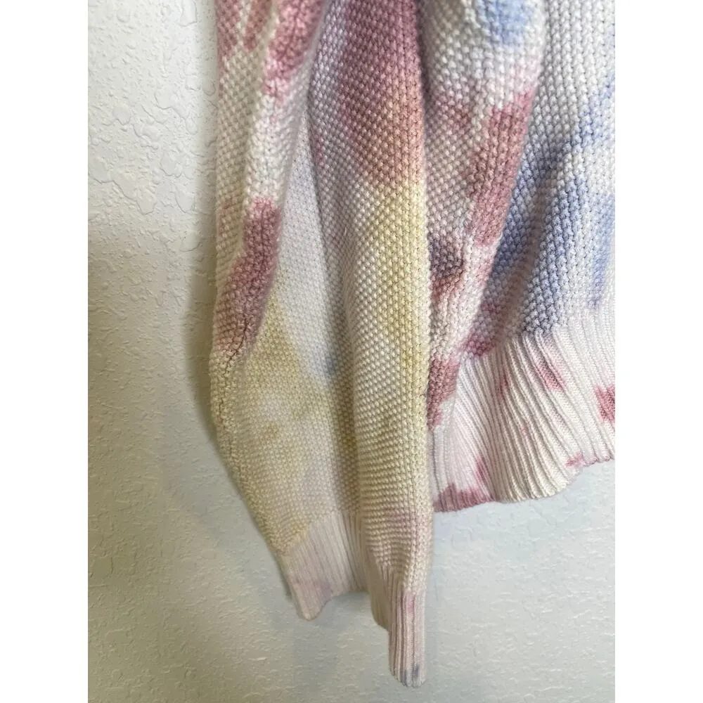 Roolee Tight Knit Tie Dye Sweater EUC Sz L Cotton Colorful Long Sleeves Cropped - Image 2