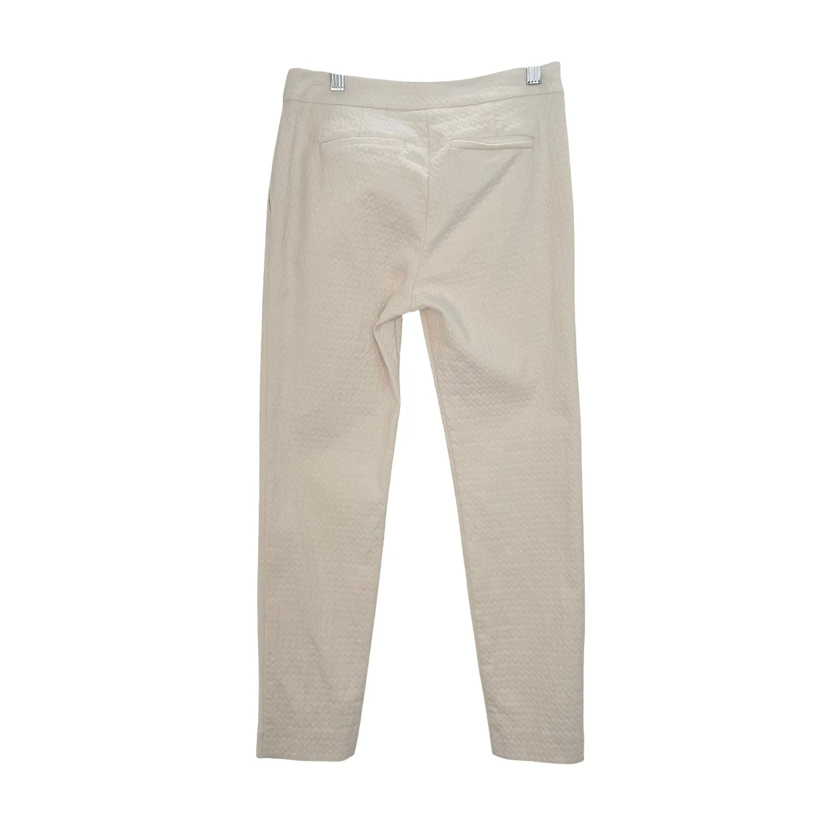 Trina Turk Women's White Textured Cotton Blend Slim Ankle Pants Size‎ 0 - Image 4