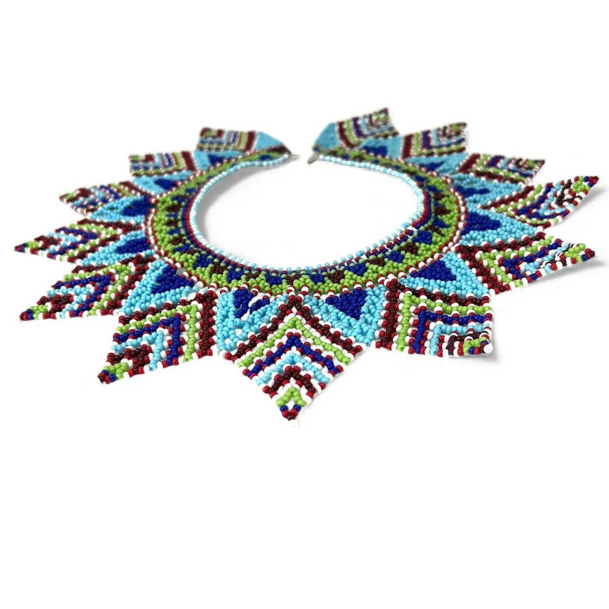 Artisan Handmade Huichol  Emberá Chami style beaded collar necklace Wearable Art - Image 3