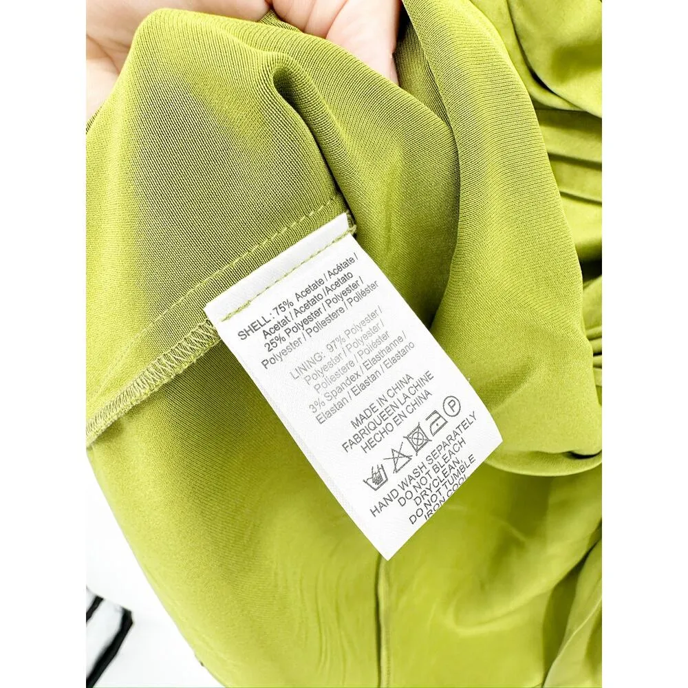 Sau Lee Heidy Green One Shoulder Satin Faux Wrap Mini Dress Size 14 - Image 5