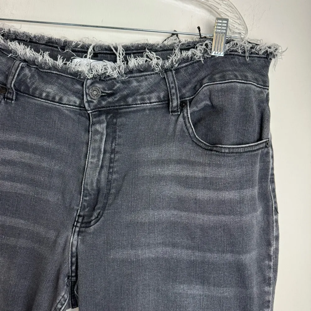 Kancan Frayed Waist High Rise Skinny Jeans Sz 20 Black Wash Distressed Hem - Image 10