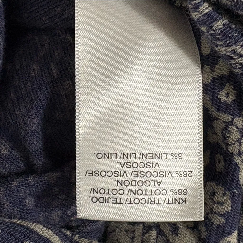 Lucky Brand Navy Blue & White Etched Cotton Blend 3/4 Sleeve Shirt Sz S - Image 5