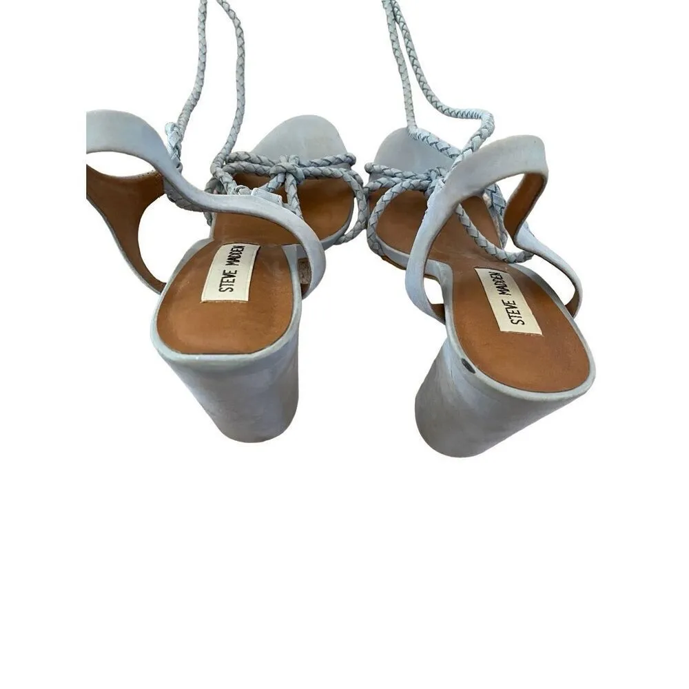 Steve Madden Leather Samarie Lace Up Heels Formal Chunky Block Heel Dance Sexy - Image 7