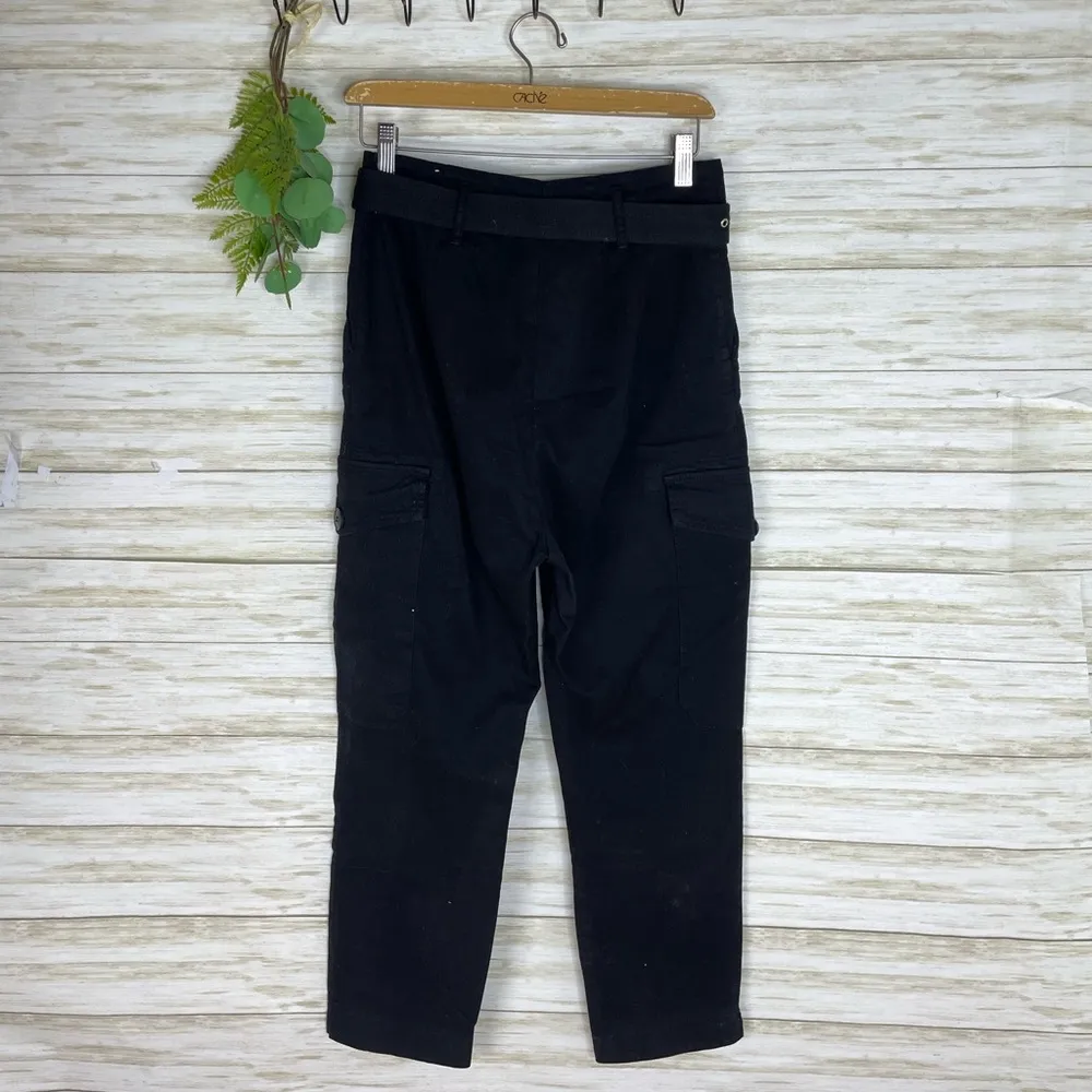 Bershka Black Slim Cargo Utility Pants With Belt - Image 5