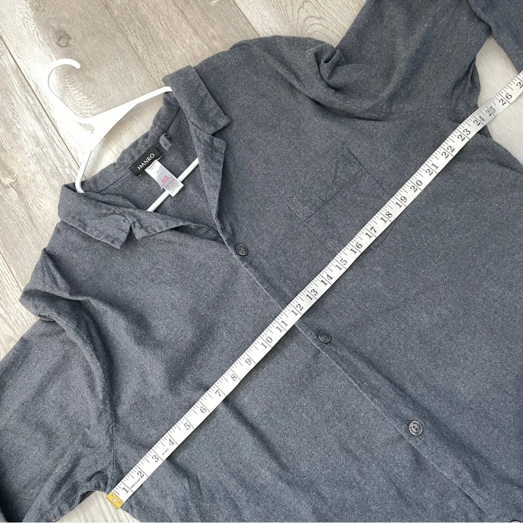 Hanro Pajama Top cotton button up long sleeve womens Gray (xlarge) loungewear Size XL - Image 3