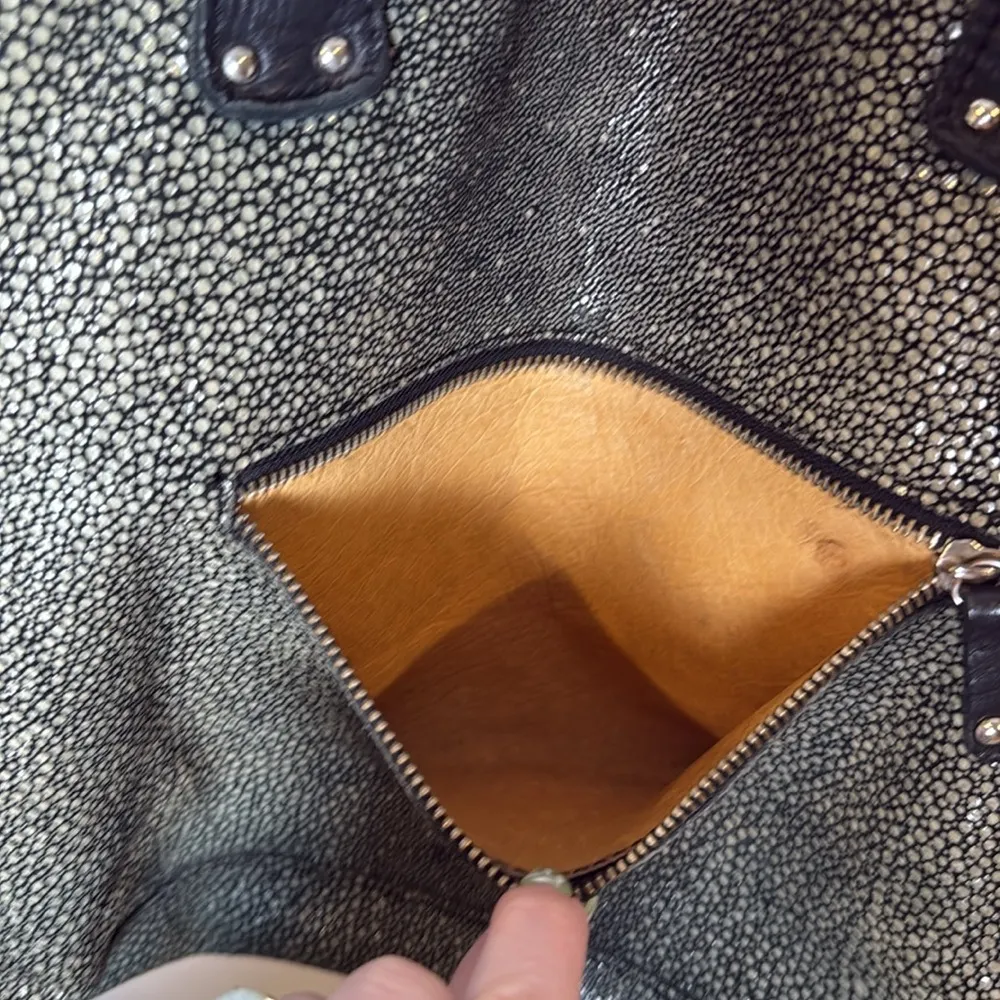 Vin Baker Women's Handbags Terra Italian Leather Speckled Green Shoulder Bag USA Black - Image 13