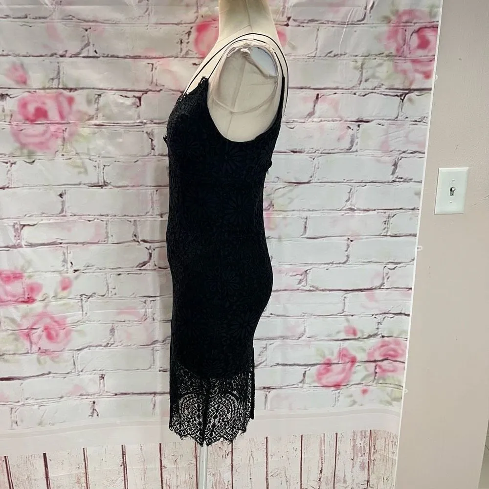 Bardot Women's Sleeveless Laced Floral Scallop Strappy Black Midi Dress Size 4 - Image 10