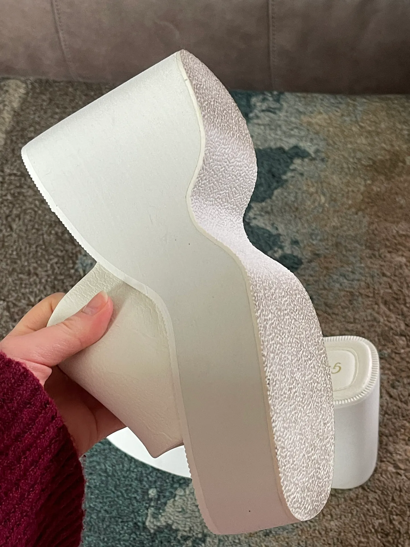 Platform Wedge Sandals White Size 5.5 - Image 3