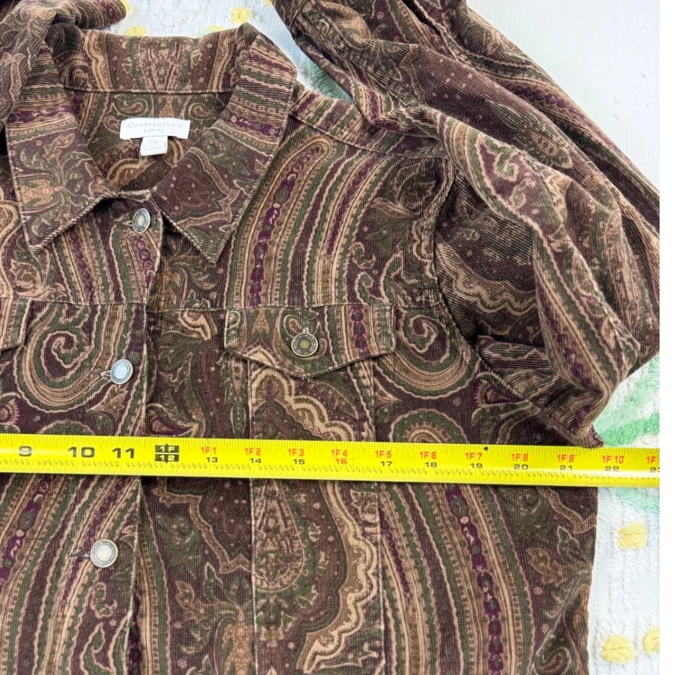 Charter Club Petite Paisley Print Denim Jacket Women's Size P/L - Image 4