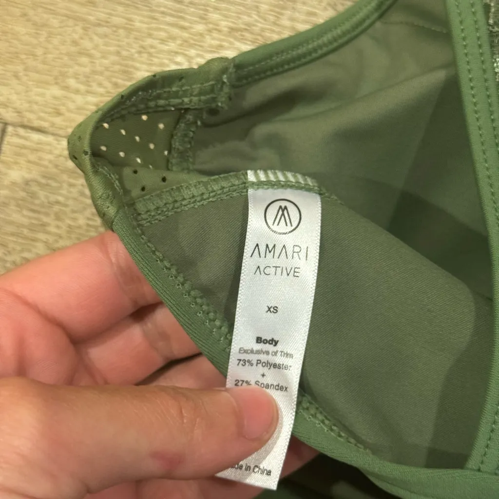 Amari Sports Bra, Olive Green with Lace back & Mesh detail, XS, Padded - Image 4