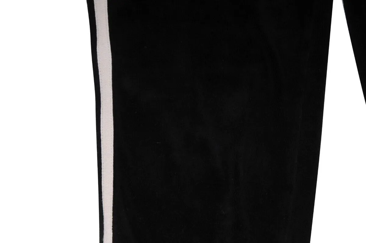 uicy Couture Womens Striped Track Sweatpants Small Black Velour Zip Up Ankle - Image 3