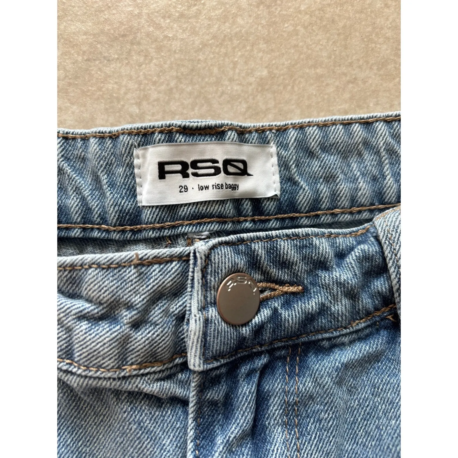 RSQ Low Rise Baggy Jeans Womens 29 Blue Denim Wide Leg Skater Jeans Y2K Retro - Image 3