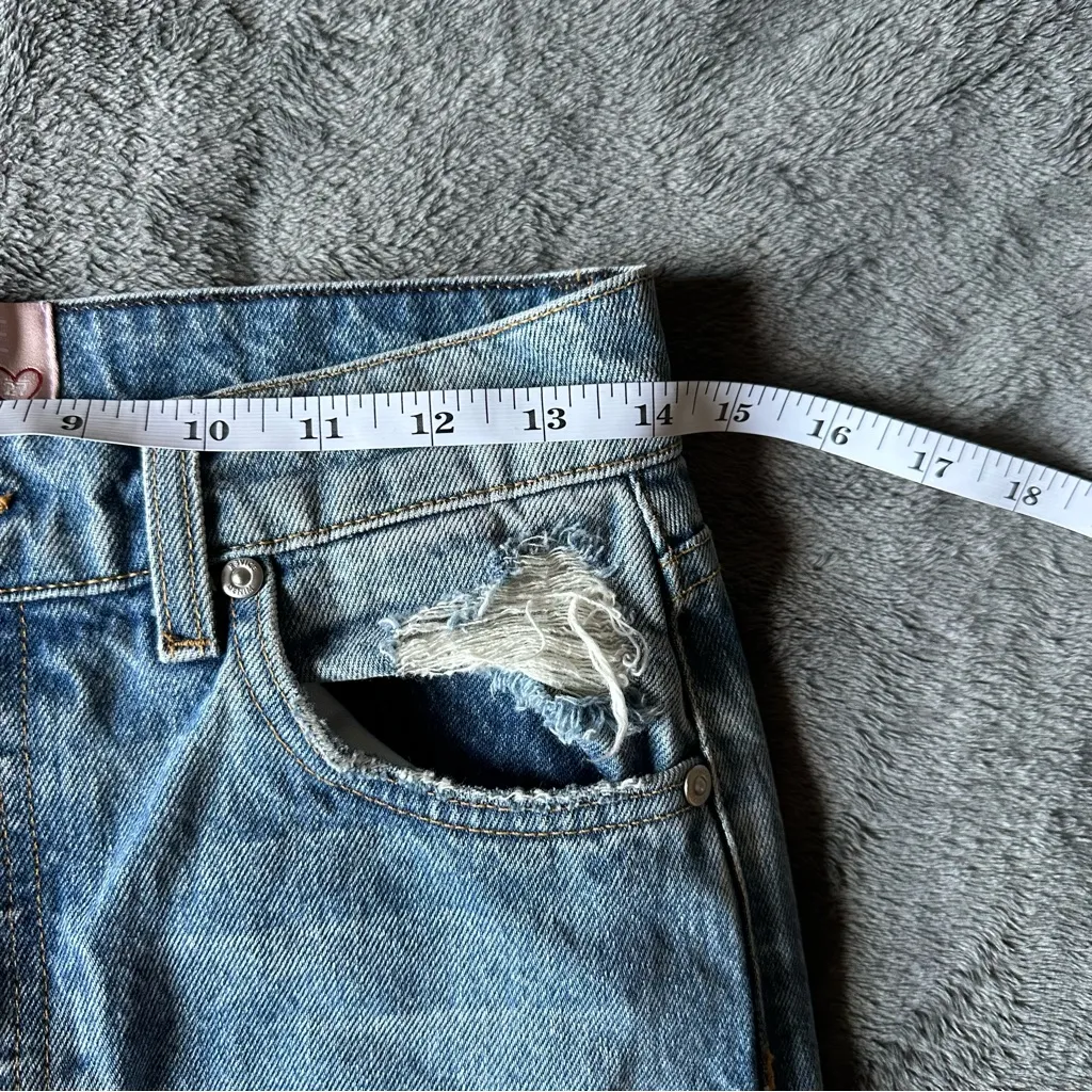 Revice High Rise Distressed Straight Leg Button Up‎ Jeans Women's 27 - Image 7