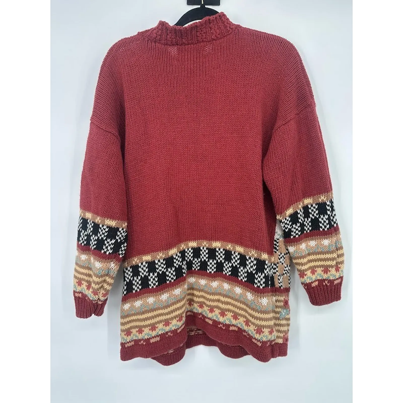 Vtg Oversize Heavy Grandma Sweater Floral M Cottagecore Retro Patchwork Granny Pink Size M - Image 4