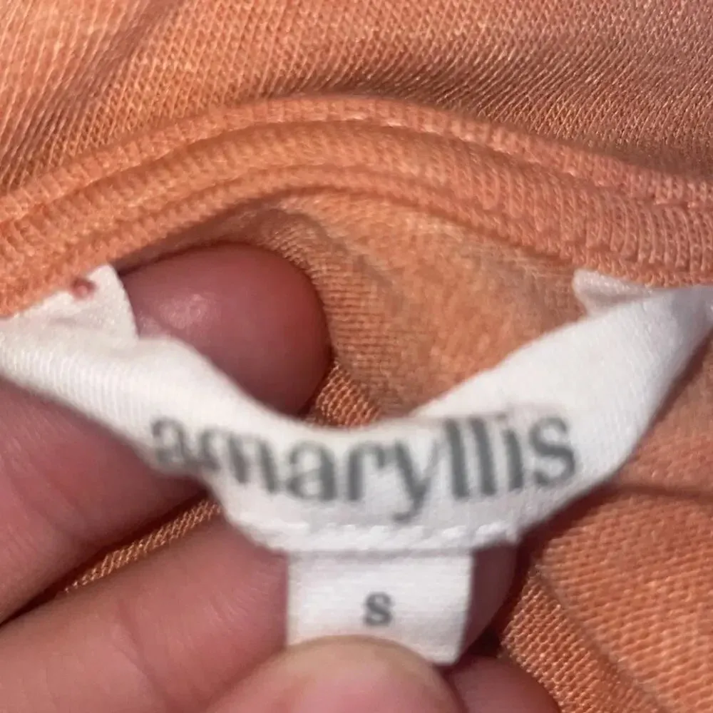 Amaryllis Women’s Size Small Flower Print Baby Doll Top Short Sleeve Orange - Image 3