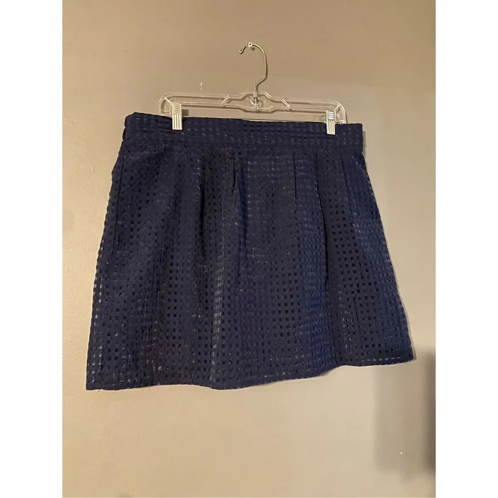 I.N San Francisco Navy Pull On Skater Lined Skirt Textured Size XL - Image 2