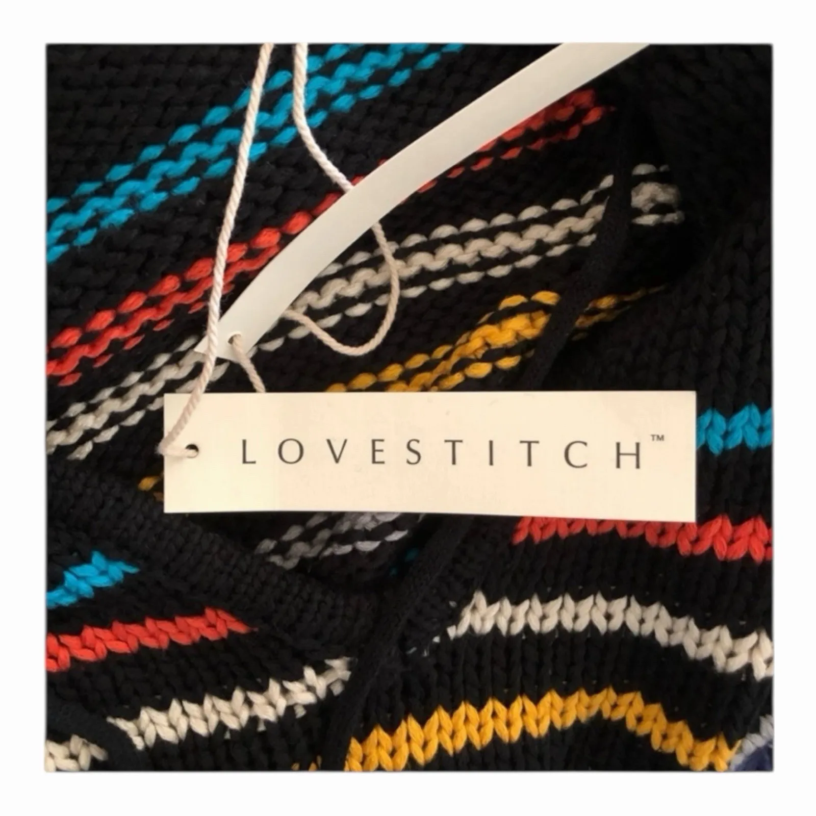LoveStitch NWT Black Aqua Orange Stripe Kangaroo Pocket Hoodie Long Sleeve - Image 10