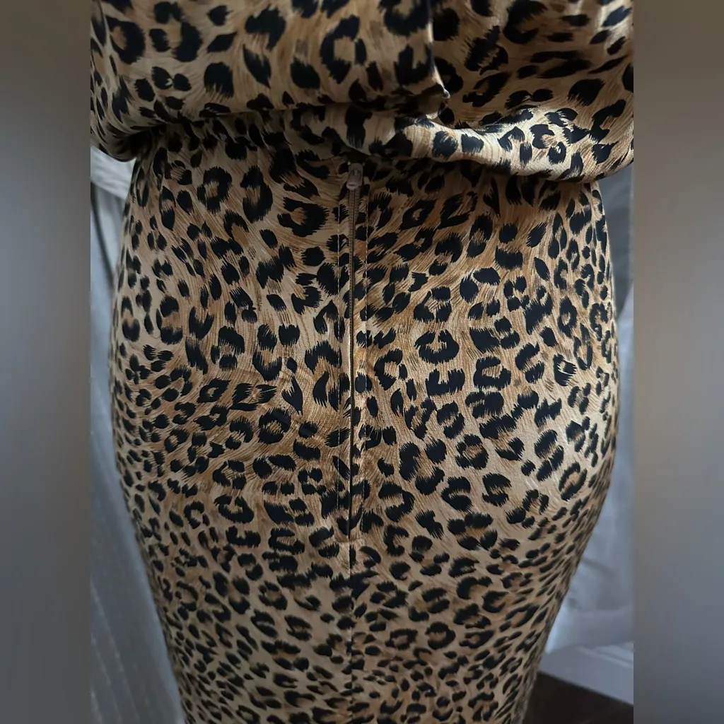 Maggy London 1990’s Cheetah Print Silk Wrap Dress - Image 8
