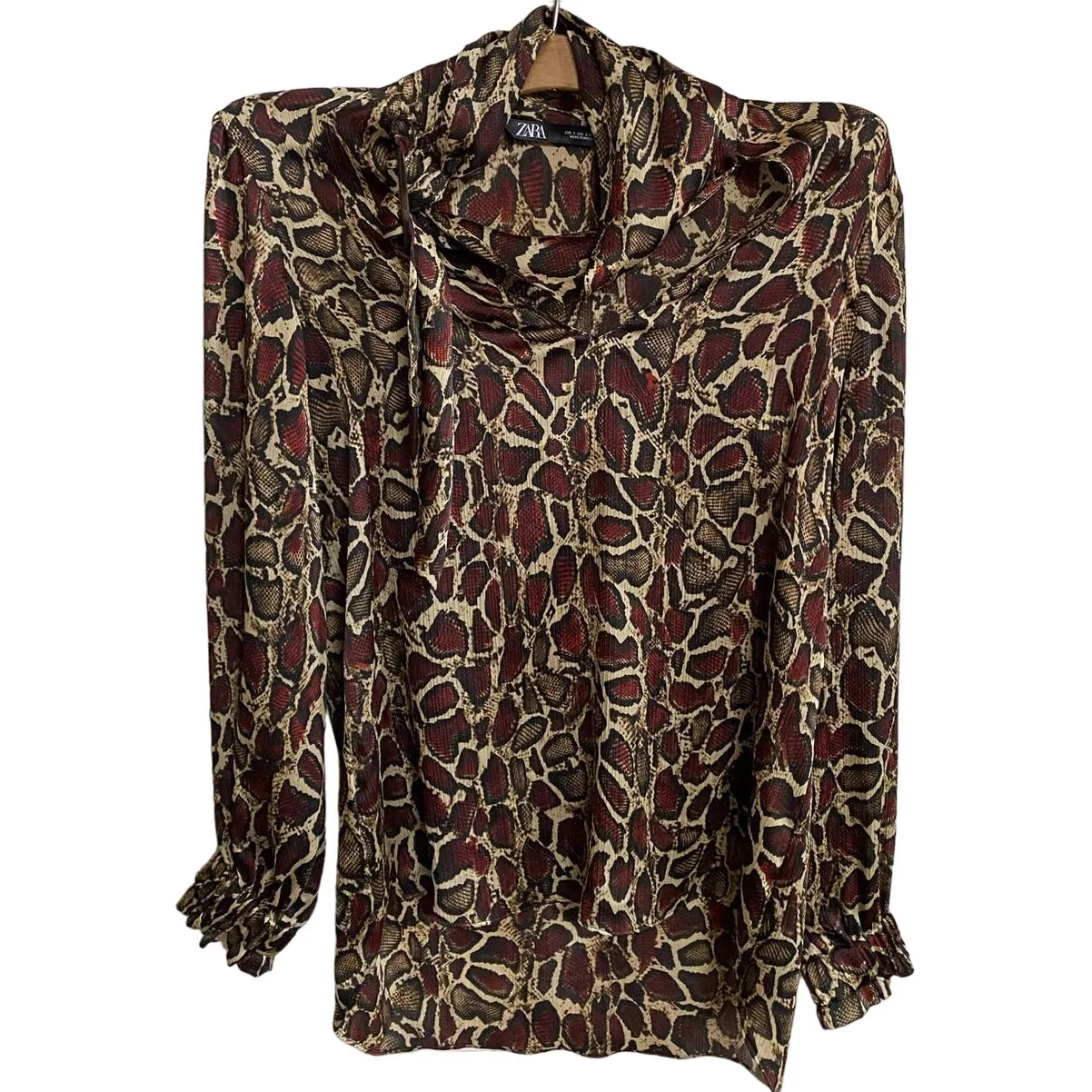 ZARA WMN'S Animal Print Shirt Flowy V-neck Top Blouse S‎ NWOT - Image 9