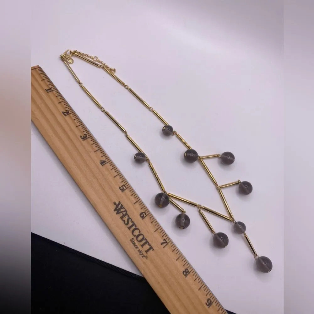 ANN TAYLOR Glass Bead & Gold Modern Statement Necklace Modern Contemporary Goth - Image 6